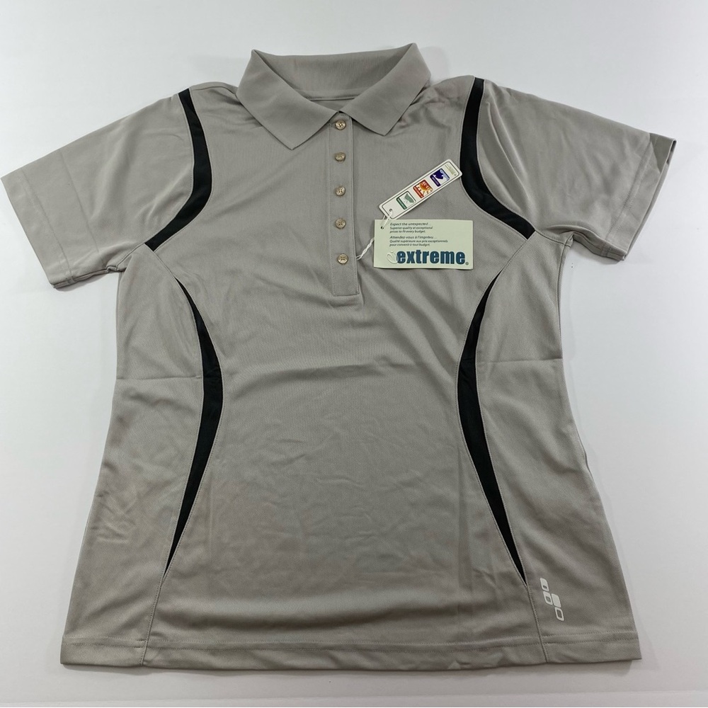 EXTREME PERFORMANCE Ladies Gray /Black Polo Shirt Size:Medium NWT